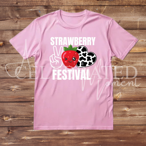 PINK - Strawberry Festival Tshirt - Peace Sign