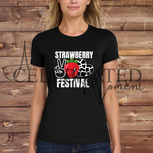 BLACK & WHITE - Strawberry Festival Tshirt - Peace Sign