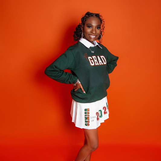 Custom Grad Tennis Skirt & Sweatshirt Set