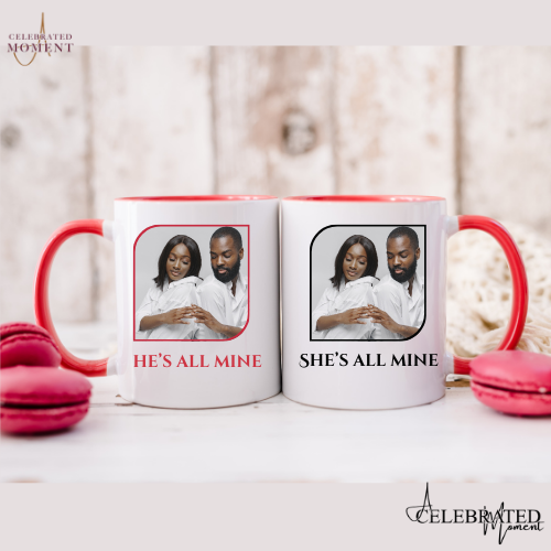 "He's All Mine" & "She's All Mine" Personalized Couple's Mug Set - REMOVE