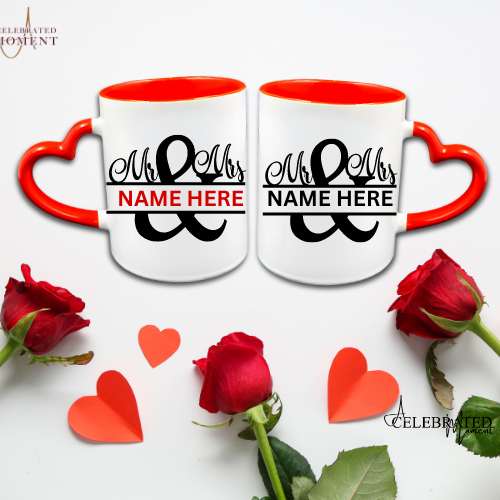 "Mr. & Mrs." Personalized Last Name Couple's Mug Set