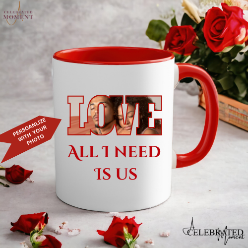 "All I Need is Us" Personalized Photo Mug