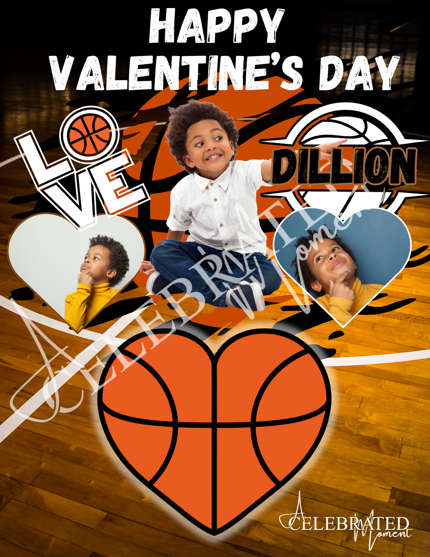 Basketball Theme Valentine's Day Jumbo Card - 11x17