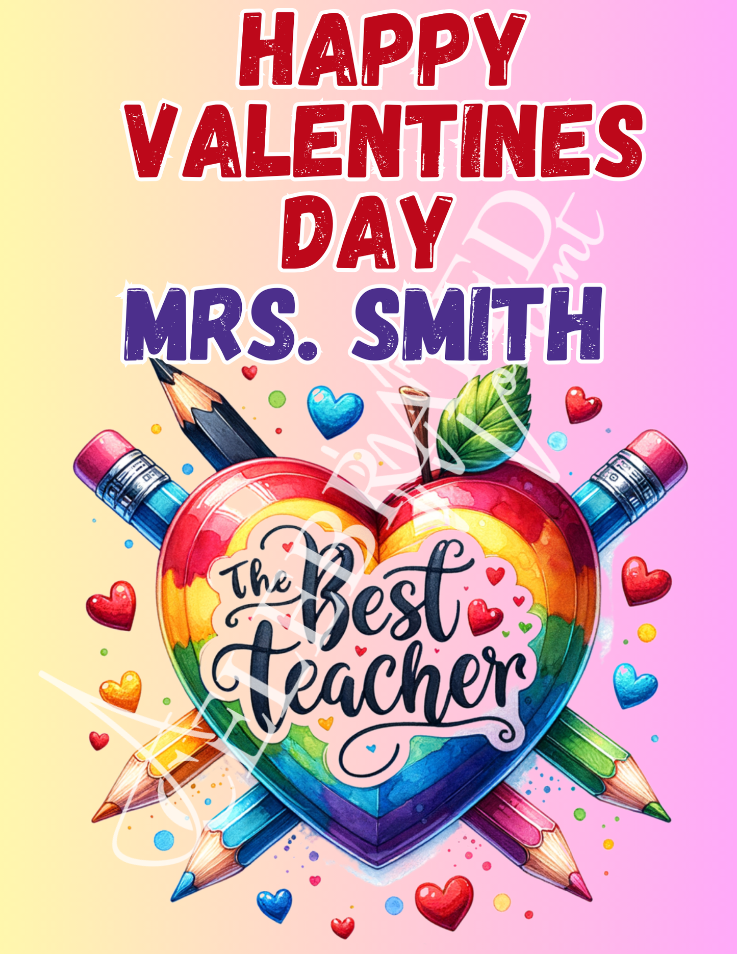 Best Teacher Theme Valentine's Day Jumbo Card - 11x17