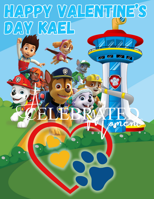 Paw Patrol Customizable Valentine's Day Jumbo Card - 11x17