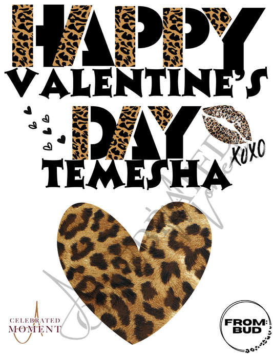 Leopard Theme Customizable Valentine's Day Jumbo Card - 11x17